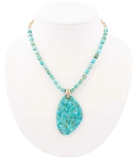 Barse Golden, Turquoise and Magnesite Horizon Short Pendant Necklace
