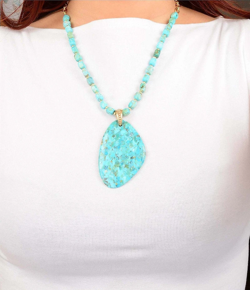 Barse Golden, Turquoise and Magnesite Horizon Short Pendant Necklace