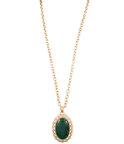 Barse Green Onyx Forest Ember Long Pendant Necklace