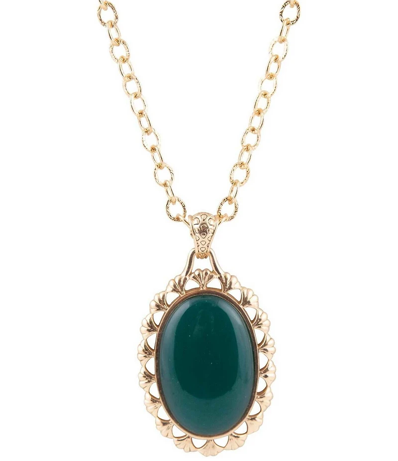 Barse Green Onyx Forest Ember Long Pendant Necklace