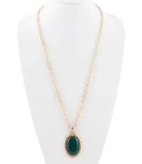 Barse Green Onyx Forest Ember Long Pendant Necklace