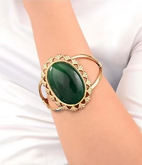 Barse Green Onyx Forest Ember Statement Cuff Bracelet