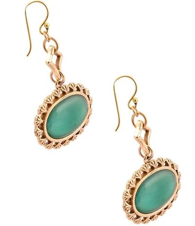 Barse Green Onyx Forest Ember Statement Drop Earrings
