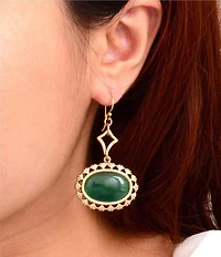 Barse Green Onyx Forest Ember Statement Drop Earrings