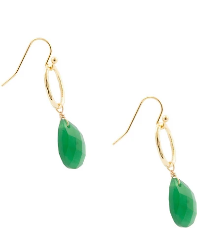 Barse Green Onyx Verdant Glow Linear Earrings