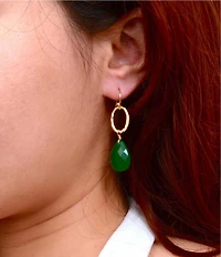Barse Green Onyx Verdant Glow Linear Earrings