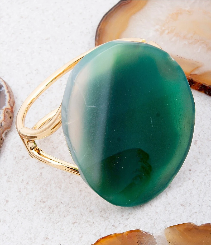 Barse Green Onyx Verdant Glow Statement Bangle Bracelet