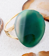 Barse Green Onyx Verdant Glow Statement Bangle Bracelet