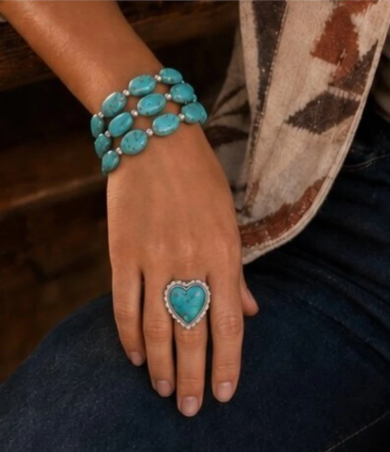Barse Heart Of The West Silver And Genuine Turquoise Statement Ring