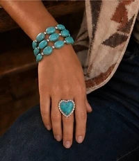 Barse Heart Of The West Silver And Genuine Turquoise Statement Ring