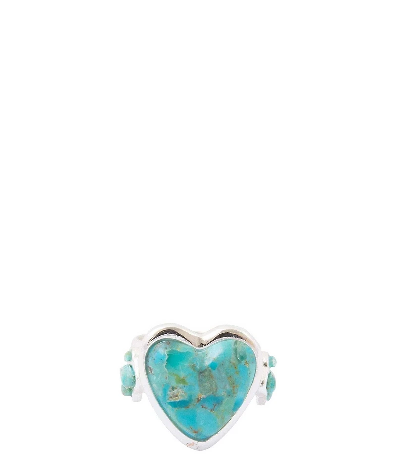 Barse Heart Silver Genuine Turquoise Statement Ring