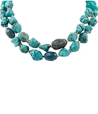 Barse Jade Apatite Turquoise Magnesite Short Multi Strand Necklace