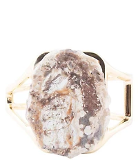 Barse Brown Ocean Jasper Slab Golden Statement Bangle Bracelet