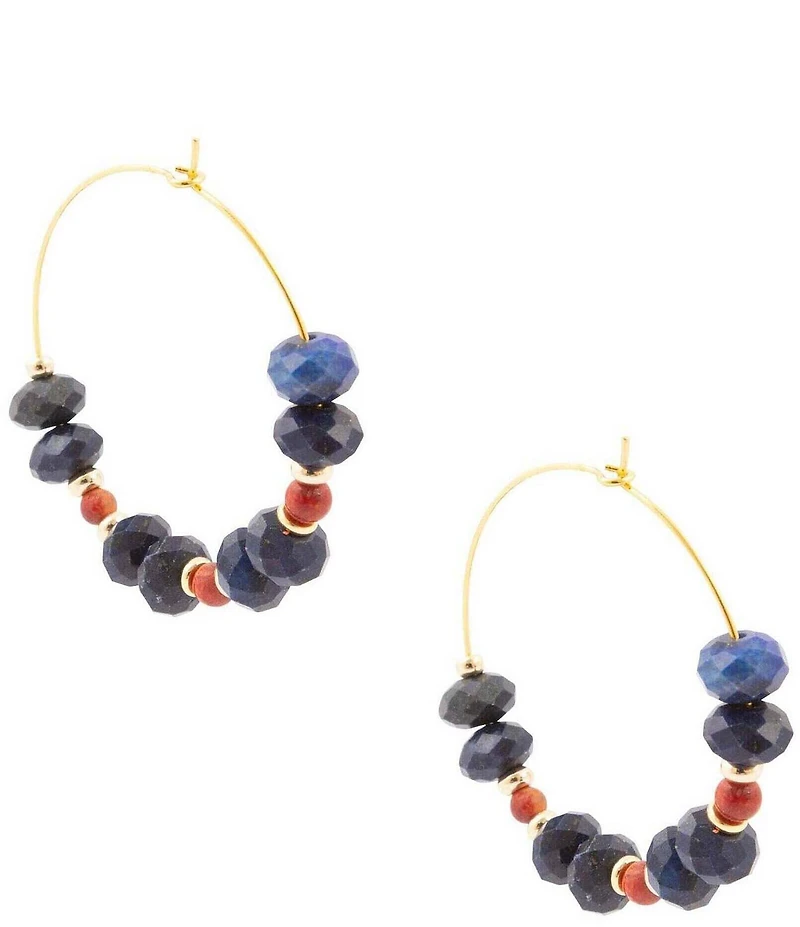 Barse Jubilee Genuine Stone Beaded Hoop Earrings