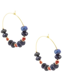 Barse Jubilee Genuine Stone Beaded Hoop Earrings