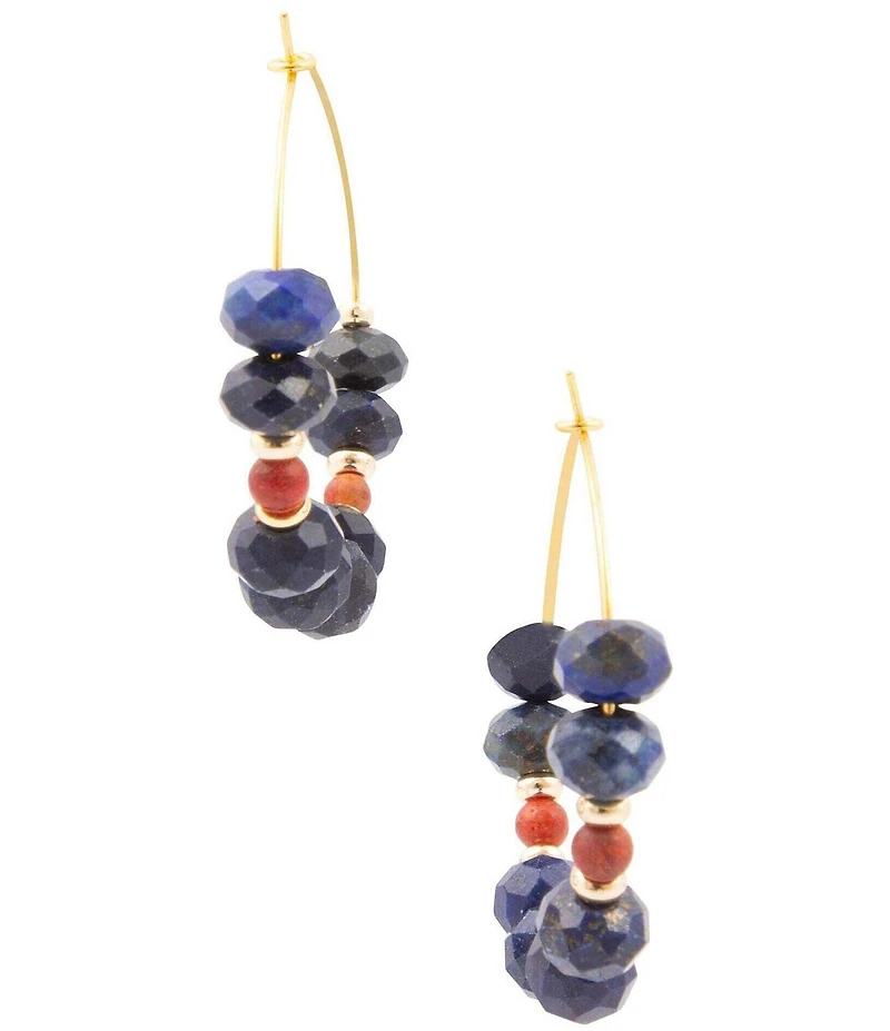 Barse Jubilee Genuine Stone Beaded Hoop Earrings