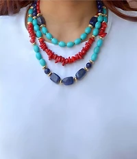 Barse Jubilee Genuine Stone Beaded Statement Short Multi-Strand Necklace