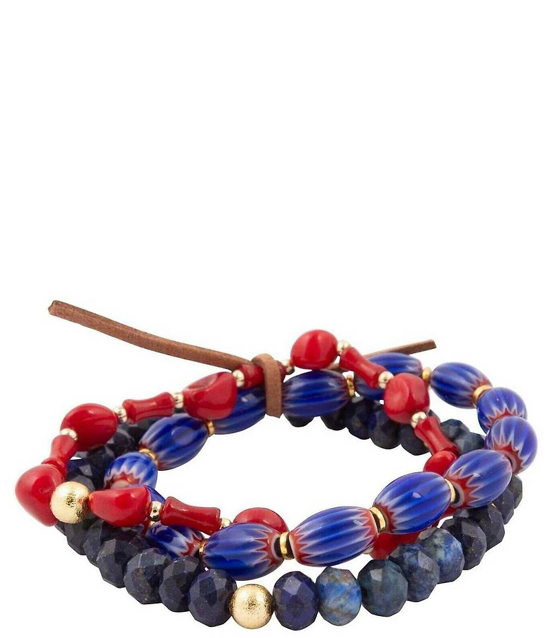 Barse Jubilee Genuine Stone Beaded Stretch Bracelet Set