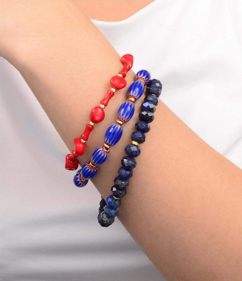 Barse Jubilee Genuine Stone Beaded Stretch Bracelet Set