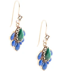 Barse Peacock Blue Lapis Golden Drop Earrings