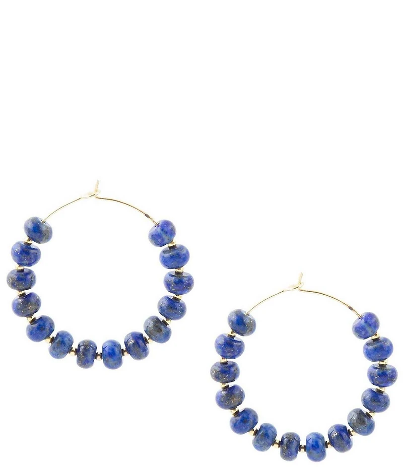 Barse Blue Lapis Golden Hoop Earrings