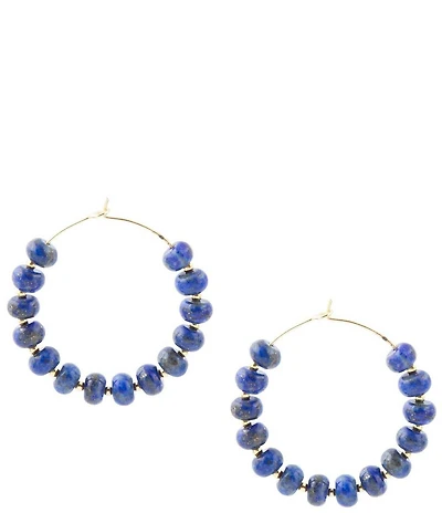 Barse Blue Lapis Golden Hoop Earrings