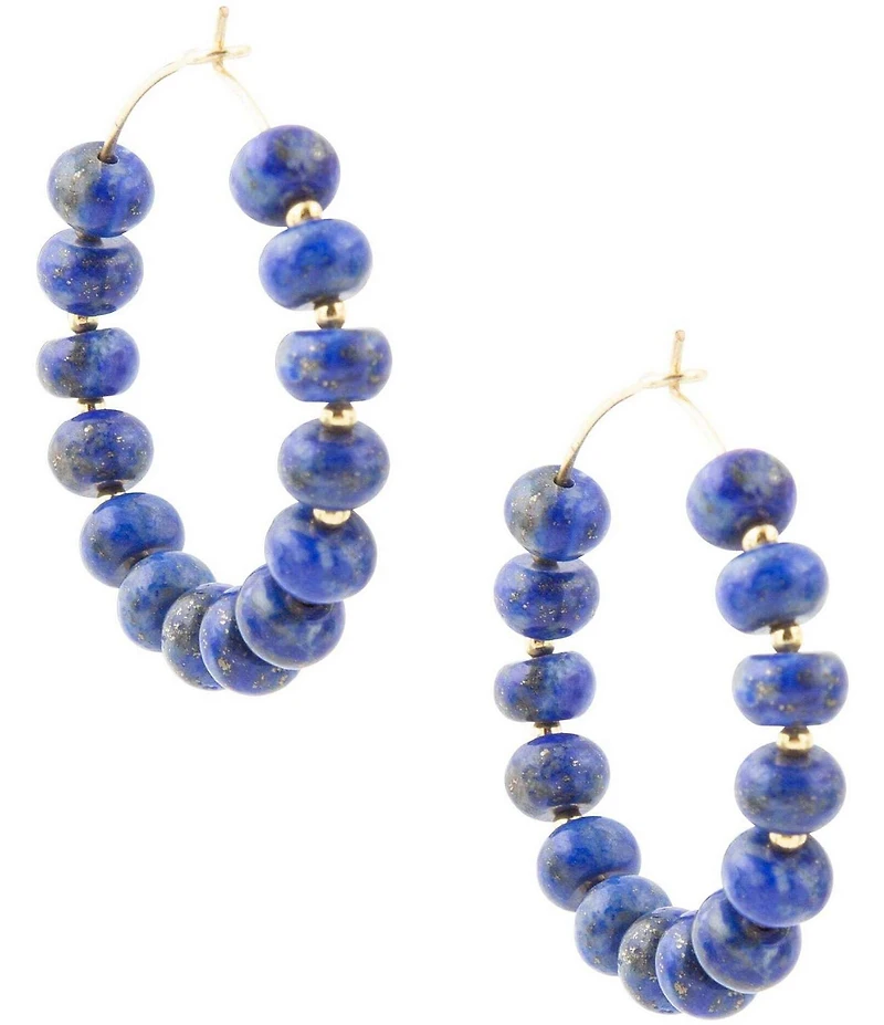 Barse Blue Lapis Golden Hoop Earrings