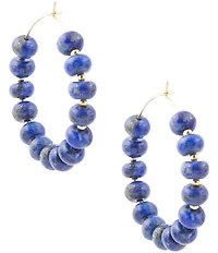 Barse Blue Lapis Golden Hoop Earrings