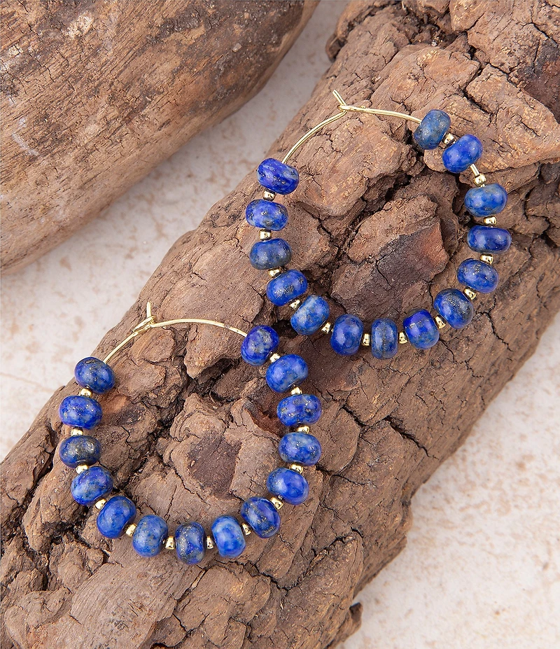Barse Blue Lapis Golden Hoop Earrings