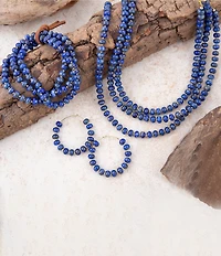 Barse Blue Lapis Golden Hoop Earrings