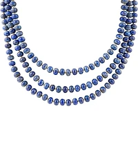 Barse Blue Lapis Triple Strand Golden Necklace