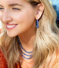 Barse Blue Lapis Triple Strand Golden Necklace