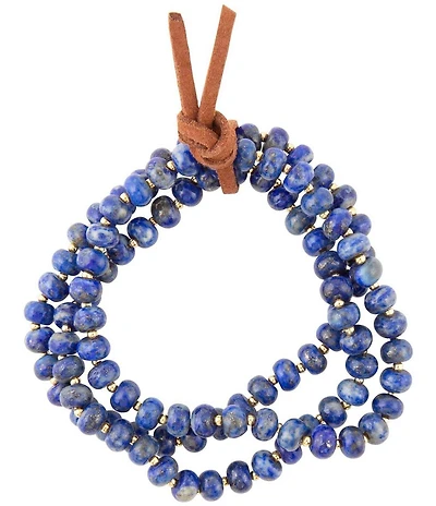 Barse Blue Lapis Triple Strand Golden Bracelet Set