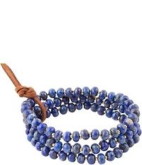 Barse Blue Lapis Triple Strand Golden Bracelet Set