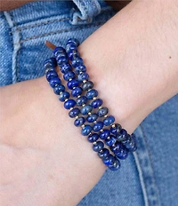 Barse Blue Lapis Triple Strand Golden Bracelet Set