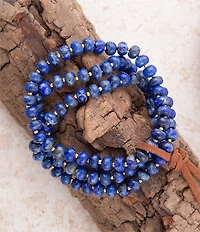 Barse Blue Lapis Triple Strand Golden Bracelet Set