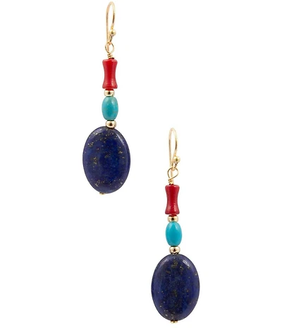 Barse Liberty Genuine Stone Linear Earrings
