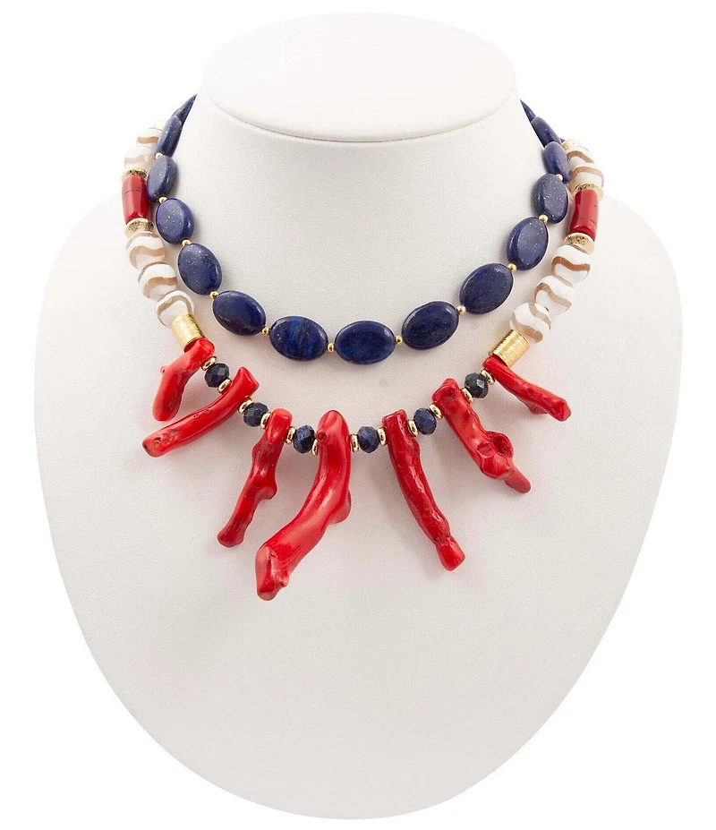 Barse Liberty Genuine Stone Short Multi-Strand Necklace