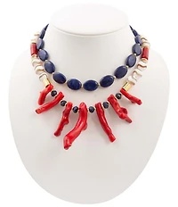 Barse Liberty Genuine Stone Short Multi-Strand Necklace