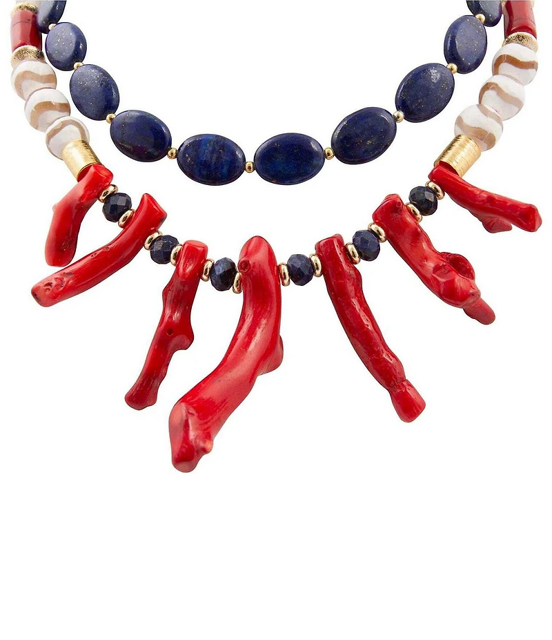 Barse Liberty Genuine Stone Short Multi-Strand Necklace