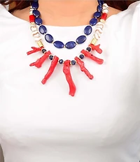 Barse Liberty Genuine Stone Short Multi-Strand Necklace