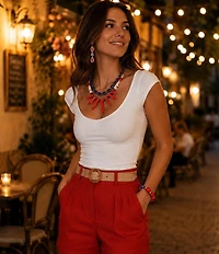 Barse Liberty Genuine Stone Short Multi-Strand Statement Necklace