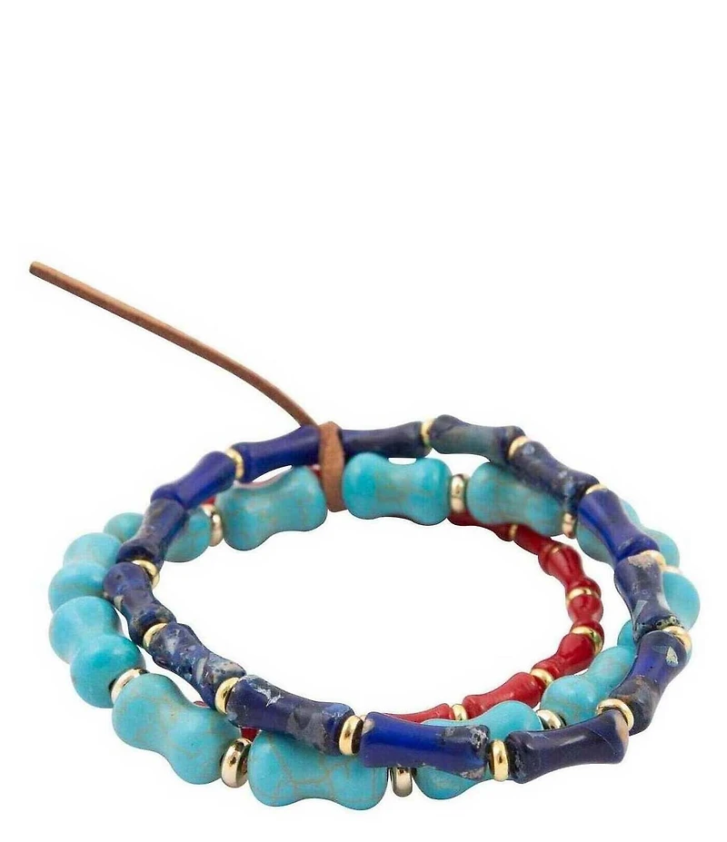 Barse Liberty Genuine Stone Stretch Bracelet Set
