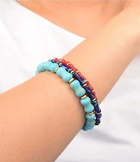 Barse Liberty Genuine Stone Stretch Bracelet Set