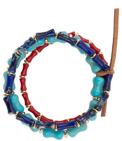 Barse Liberty Genuine Stone Stretch Bracelet Set