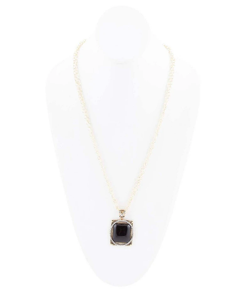 Barse Black Onyx Mixed Metal Pendant Necklace