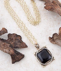 Barse Black Onyx Mixed Metal Pendant Necklace