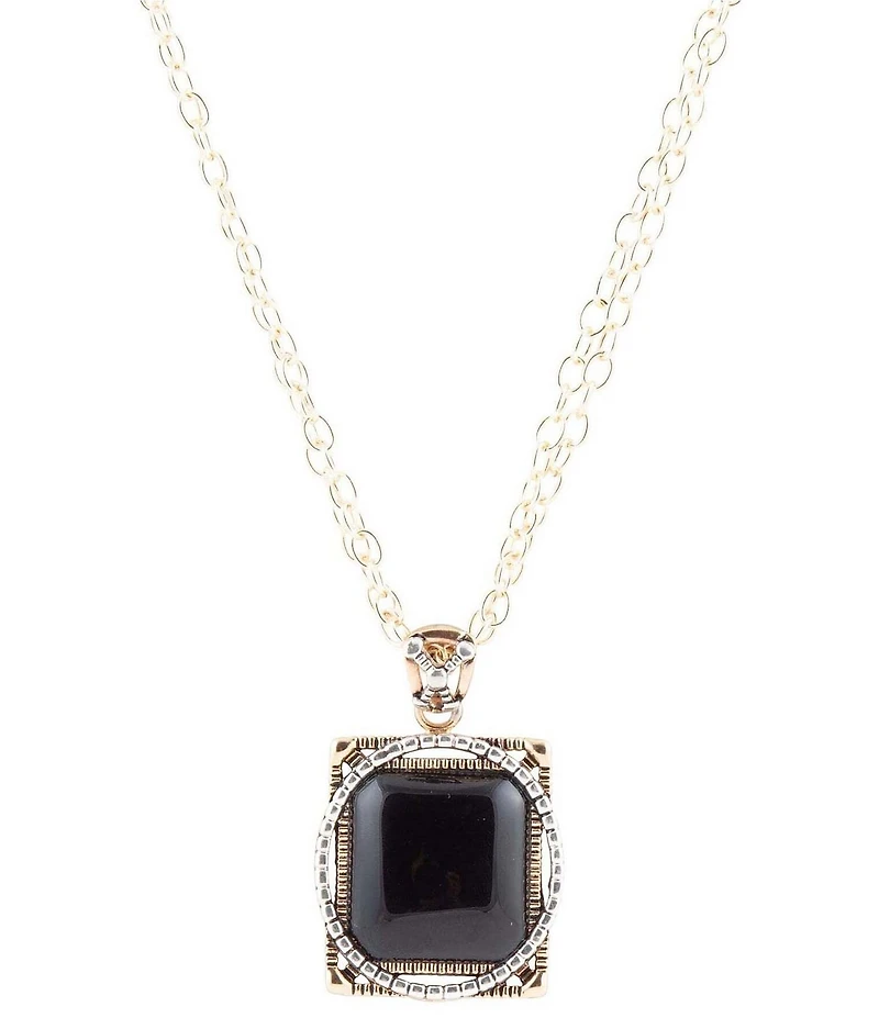 Barse Black Onyx Mixed Metal Pendant Necklace