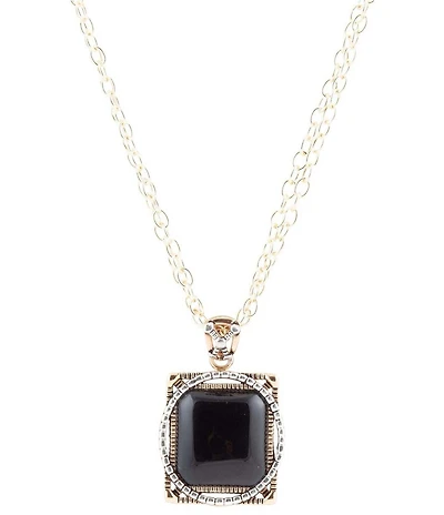 Barse Black Onyx Mixed Metal Pendant Necklace