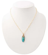 Barse Lucent Golden Genuine Turquoise Short Pendant Necklace